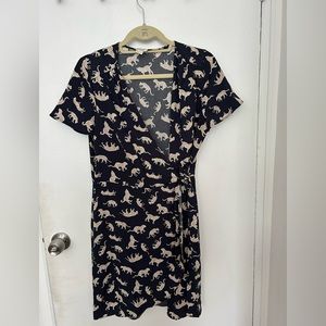 J. Crew lion print wrap dress. Size 6, like new condition